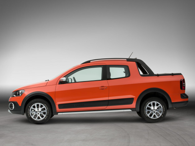 Обои картинки фото автомобили, volkswagen, cd, 2014г, красный, cross, saveiro