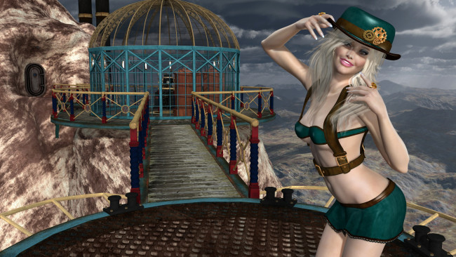 Обои картинки фото 3д графика, люди , people, улыбка, взгляд, девушка, блондинка