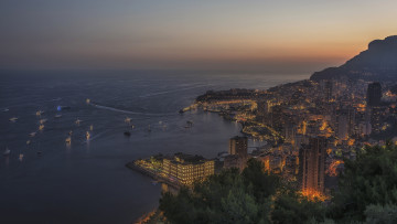 Картинка monaco города монако+ монако ночь огни побережье