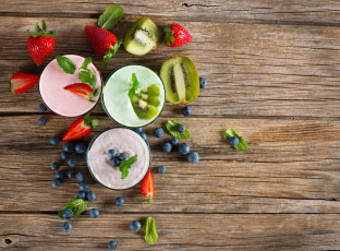 Картинка еда масло +молочные+продукты киви черника клубника ягоды йогурт