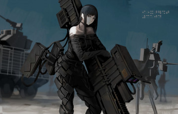 Картинка аниме оружие +техника +технологии девушка