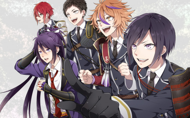 Обои картинки фото аниме, touken ranbu, танец, мечей