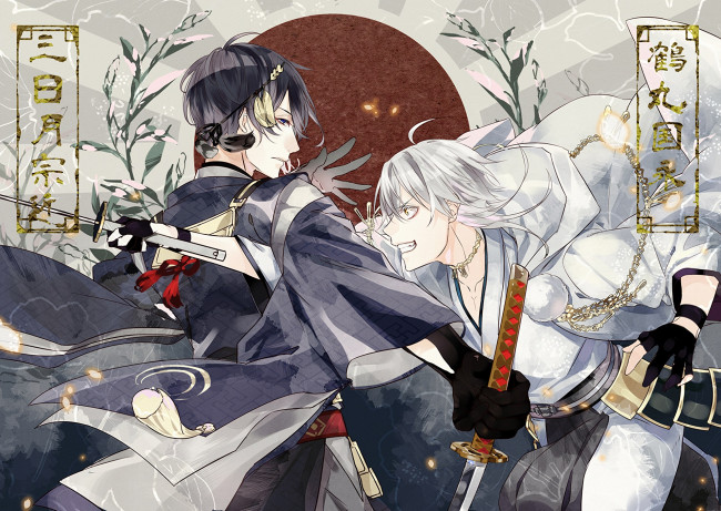 Обои картинки фото аниме, touken ranbu, танец, мечей