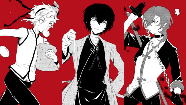 Обои картинки фото аниме, bungou stray dogs, бродячие, псы, литературные, гении
