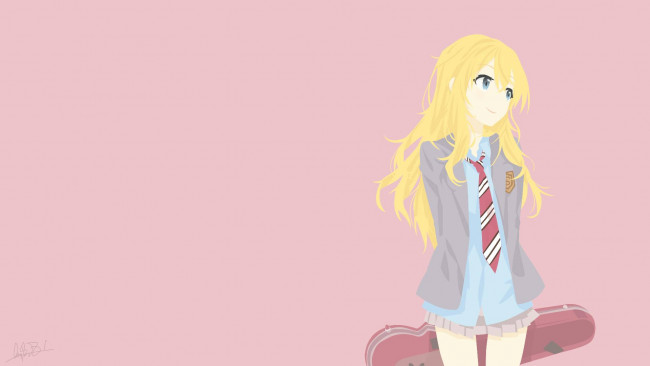 Обои картинки фото аниме, shigatsu wa kimi no uso, фон, взгляд, девушка