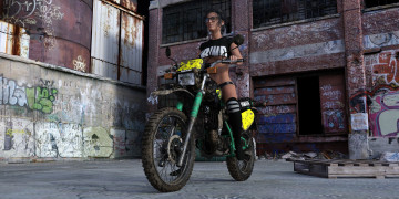 Картинка 3д+графика люди-авто мото+ people-+car+ +moto фон взгляд девушка мото