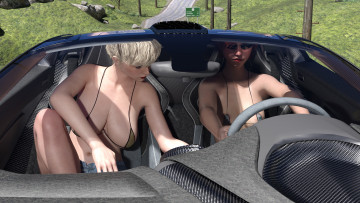 Картинка 3д+графика люди-авто мото+ people-+car+ +moto девушка взгляд фон