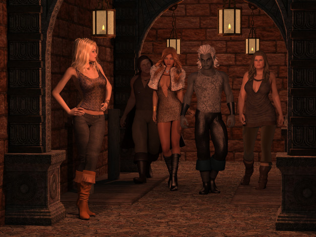 Обои картинки фото 3д графика, фантазия , fantasy, девушки, взгляд, фон