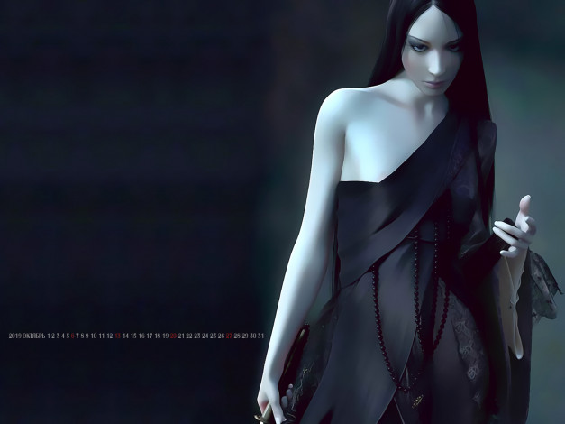 Обои картинки фото календари, 3д-графика, девушка, calendar, 2019