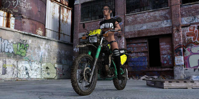 Обои картинки фото 3д графика, люди-авто, мото , people- car ,  moto, фон, взгляд, девушка, мото