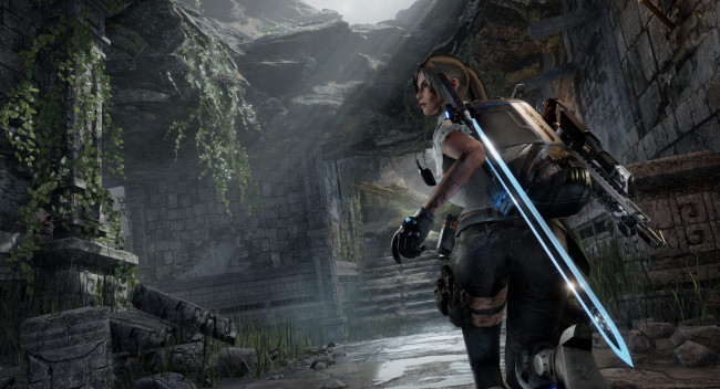 Обои картинки фото bright memory, видео игры, ---другое, девушка, обмундирование, развалины