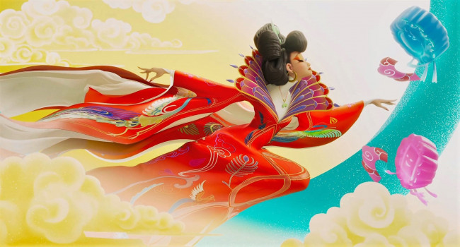 Обои картинки фото мультфильмы, -unknown , разное, женщина, китай, облака