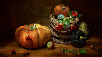 Картинка еда тыква настурция ассорти