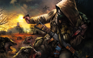 Картинка видео+игры +clear+sky сталкер оружие бой собаки