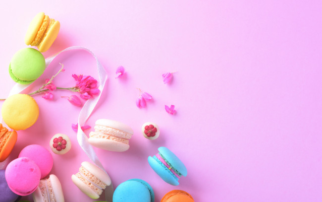 Обои картинки фото еда, макаруны, лакомство, ассорти