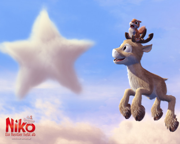 Обои картинки фото нико, путь, звездам, мультфильмы, niko, lent&, 228, j&, poika