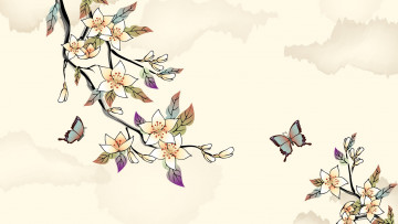 Картинка рисованные цветы листья