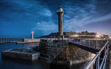 Картинка whitby north yorkshire england природа маяки мост англия северный йоркшир уитби