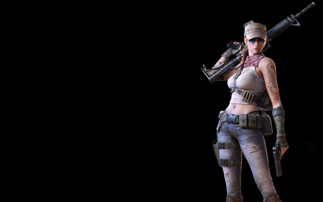 Обои картинки фото point, blank, видео, игры, девушка, автомат