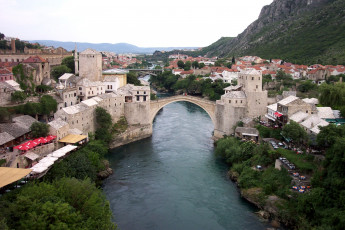 Картинка города мостар босния герцеговина река мост дома