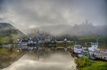 Картинка германия элленц польтерсдорф города пейзажи суда туман дома река