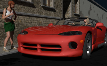 Картинка автомобили 3д девушки автомобиль улица