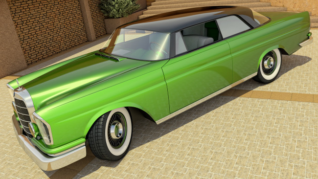 Обои картинки фото автомобили, 3д, 300se, benz, 1961, mercedes