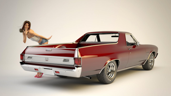 Обои картинки фото автомобили, 3д, автомобиль, девушка