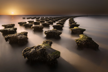 Картинка природа побережье вода солнце закат небо