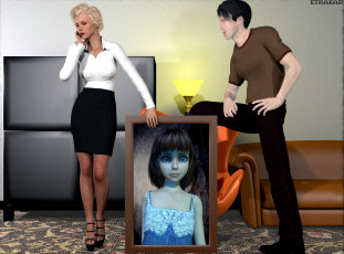 Картинка 3д+графика люди+ people мужчина фон взгляд девушка