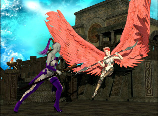 Картинка 3д+графика эльфы+ elves ангел борьба демон фон взгляд эльфийки