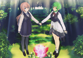 Картинка аниме vocaloid megurine luka gumi арт keishi природа девушки кристаллы