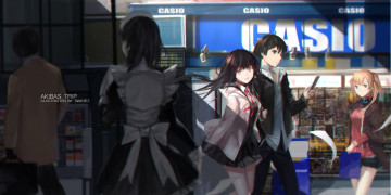 Картинка аниме город +улицы +здания akiba's trip fumizuki rui swd3e2 арт девушка парень люди