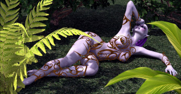 Картинка 3д+графика эльфы+ elves фон папоротник взгляд эльфийка