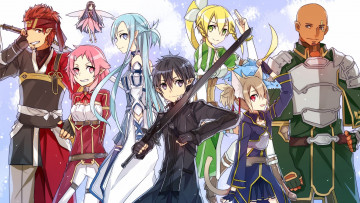 Картинка аниме sword+art+online jianmo sl sword art online sao klein yui lisbeth yuuki asuna kirigaya kazuto kirito leafa silica pina agil парни девушки герои взгляд оружие меч снежинки