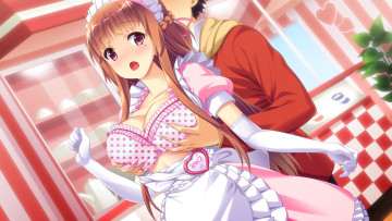 Картинка аниме unknown +другое пара девушка takai kanae арт makoto artist baka moe heart ni ai wo komete парень