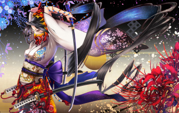 Картинка аниме оружие +техника +технологии девушка мечи