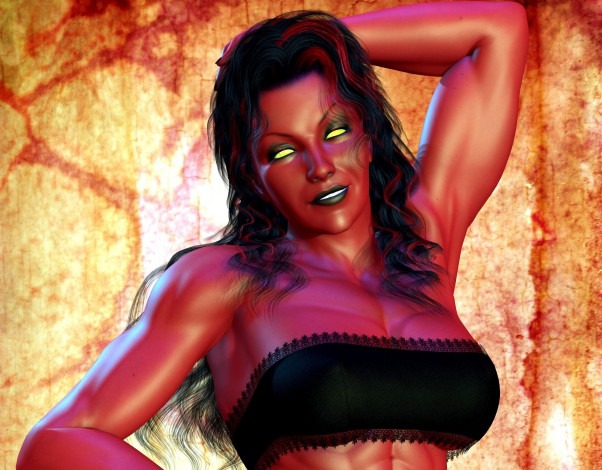 Обои картинки фото 3д графика, существа , creatures, фон, взгляд, девушка