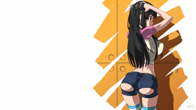 Обои картинки фото аниме, k-on, akiyama, mio, suna, арт, девушка