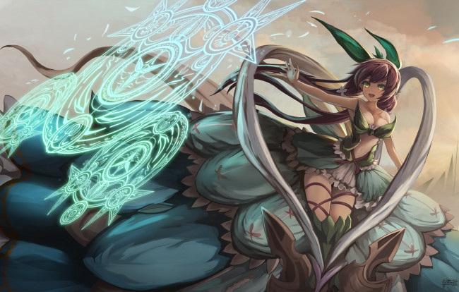 Обои картинки фото аниме, магия,  колдовство,  halloween, yggdrasill, granblue, fantasy, eruthika, девушка, арт