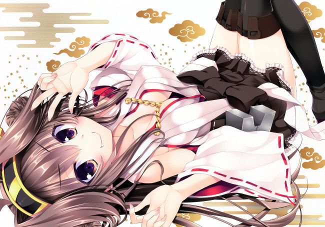 Обои картинки фото аниме, kantai collection, inuzumi, masaki, девушка, арт, kancolle, kongou, kantai, collection