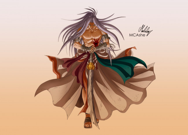 Обои картинки фото аниме, inuyasha, мужчина, арт, меч