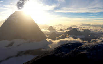 Картинка природа горы небо вулкан облака