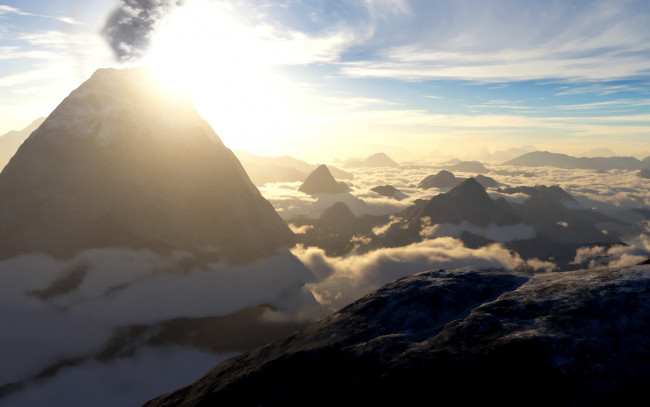 Обои картинки фото природа, горы, небо, вулкан, облака