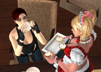 обоя 3д графика, люди , people, фон, взгляд, девушки