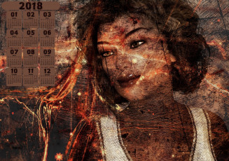 Картинка календари 3д-графика женщина 2018 лицо абстракция