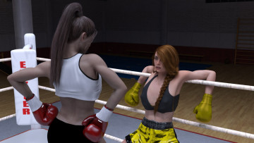 Картинка 3д+графика спорт+ sport бокс ринг девушки взгляд фон