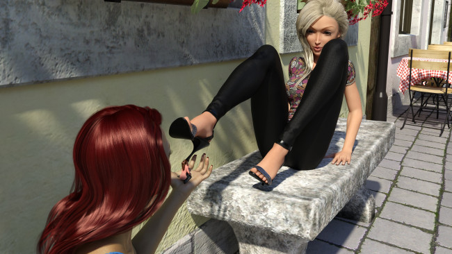 Обои картинки фото 3д графика, фантазия , fantasy, фон, взгляд, девушки