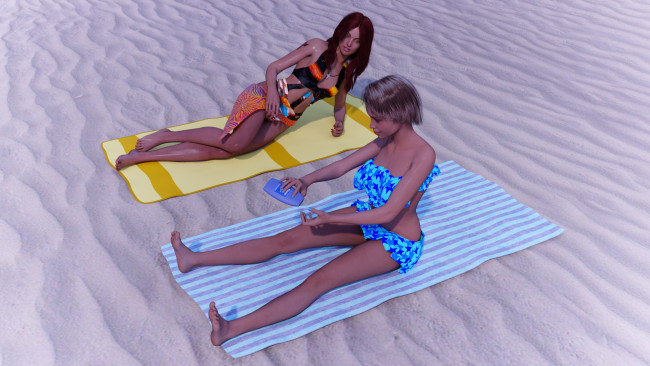 Обои картинки фото 3д графика, люди , people, фон, взгляд, девушки