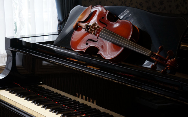 Обои картинки фото музыка, -музыкальные инструменты, скрипка, пианино